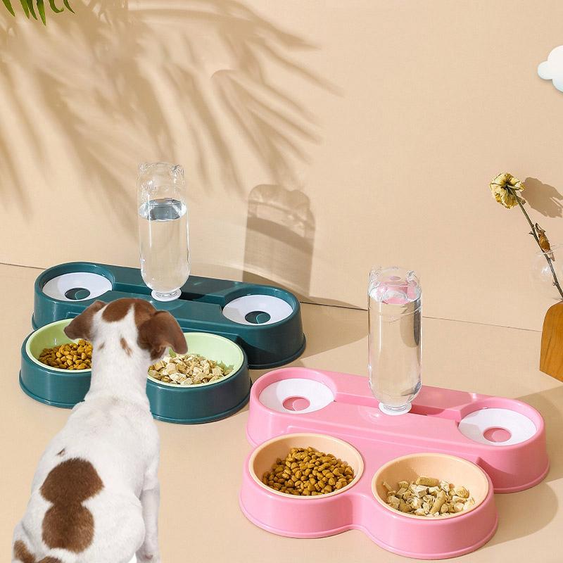 

Cat Bowls & Feeders 4 In 1 Pet Bowl Automatic Dog Feeder Water Dispenser Bottle For Food Feeding Container Pets Product