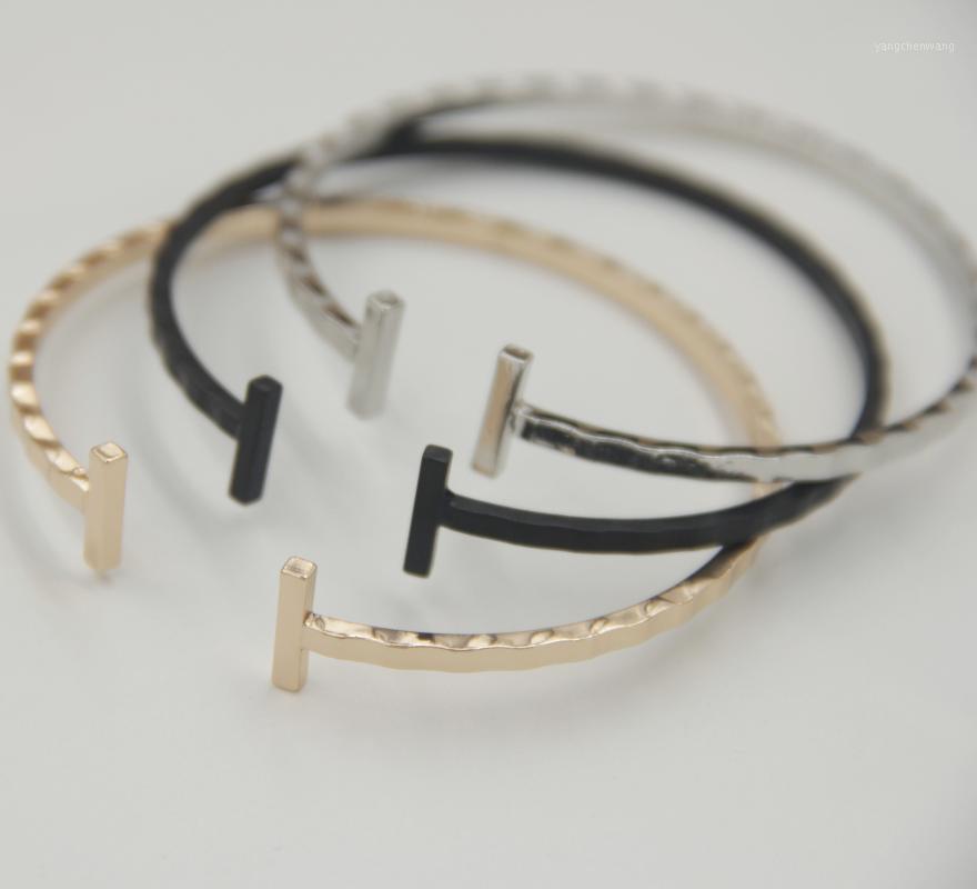 

Simple Fashion Women Stainless Steel Bangle C Cuff Bangles Silver Open Bracelet Charms For Girls Jewelry