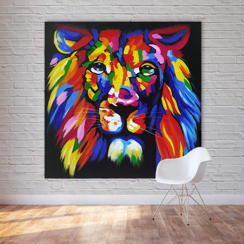 

Colorful  King Oil Painting Printed On Canvas Animal Art Prints Posters Wall Art Spray Painting Unframed