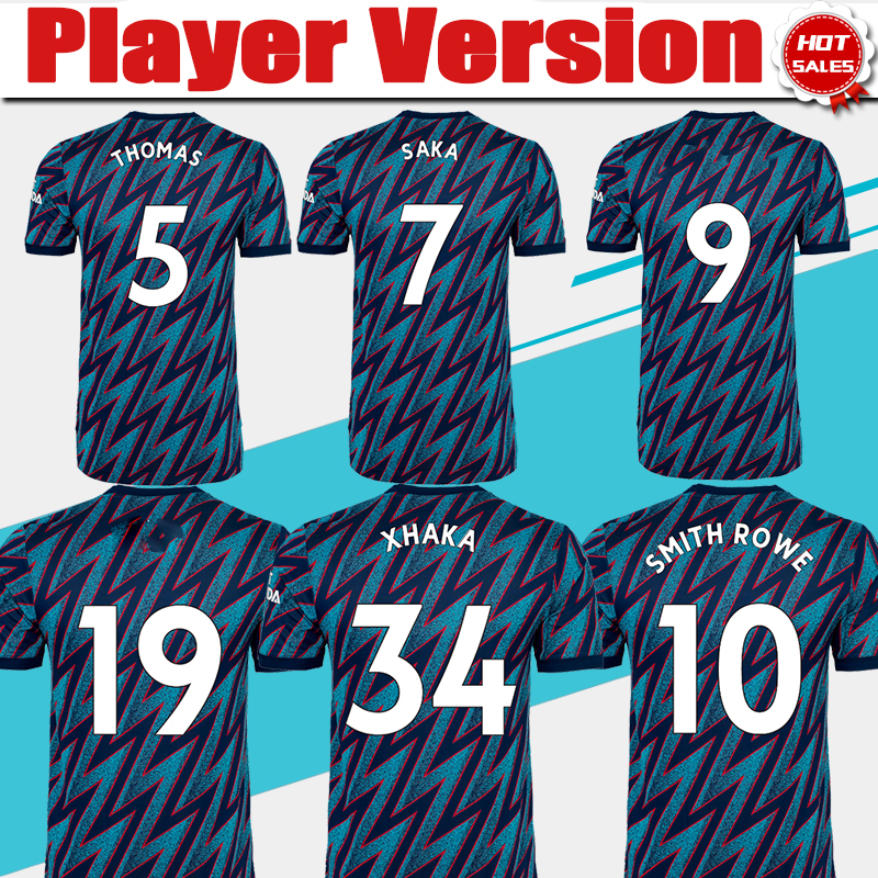 

Player Version Gunner 3rd blue Soccer Jersey 21/22 #7 SAKA #19 PEPE Gunners Soccer shirt 2021/2022 GUENDOUZI SOKRATIS customized Football uniforms, 3rd no patch