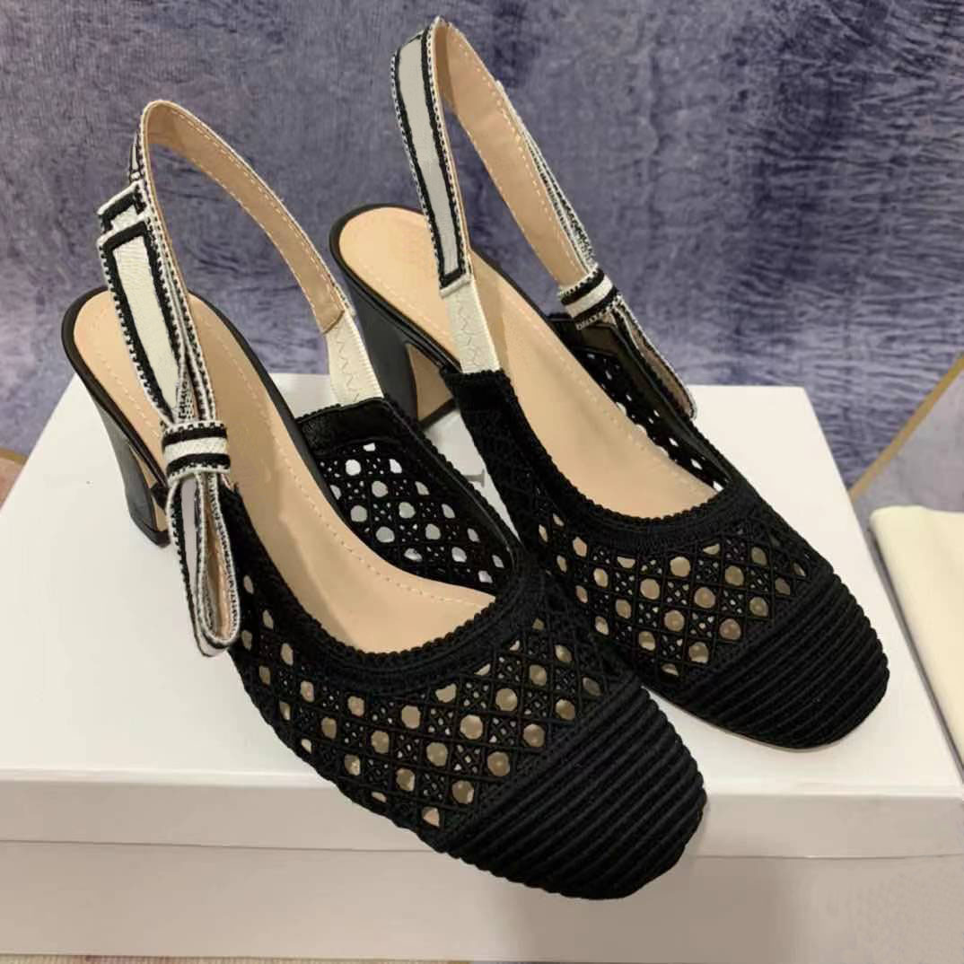 

Spring summer hollow sandals leather women's thin heel high heels fashion sexy letter embroidered cloth large size 34-41, Black