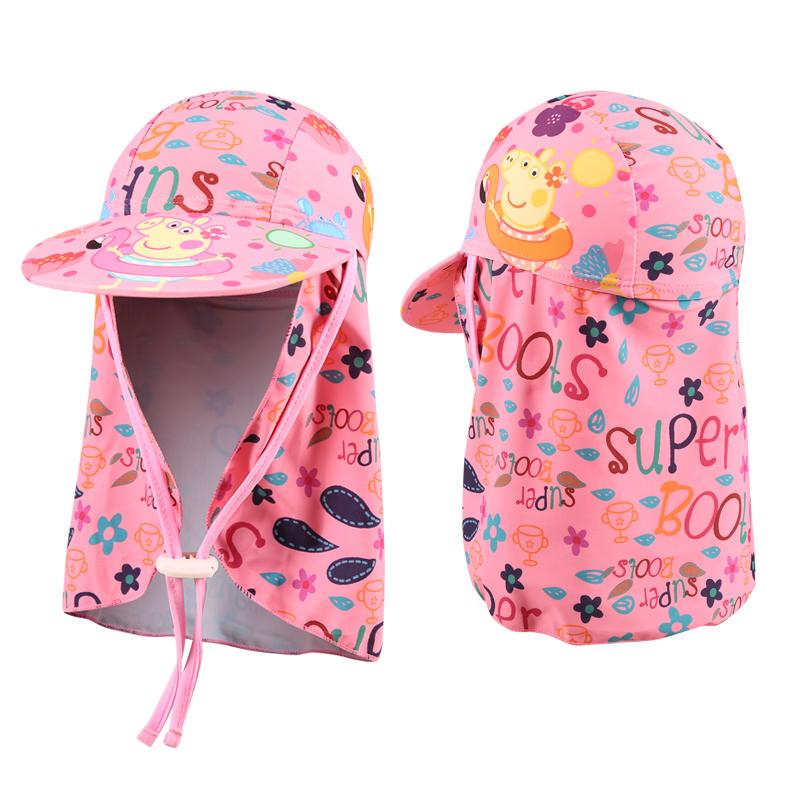 

Summer Beach Hat Sunproof For Boys And Girls Kids 2 Color Outdoor Sport Sunscreens Cute Baby Swimming Caps