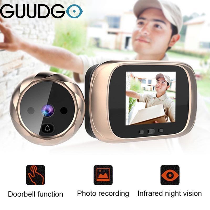 

Doorbells GUUDGO Smart Vedio Doorbell 2.8' LCD Color Screen Digital IR Night Vision Door Peephole 0.3MP Camera Bell Home Security