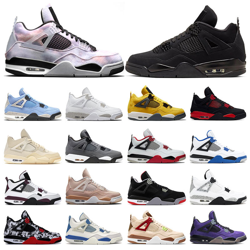 

Men basketball running shoes 4 4s University Blue Black Cat Zen Master White Oreo Sail Cool Grey Pure Money women sneakers outdoor sports trainers, 1 40-47