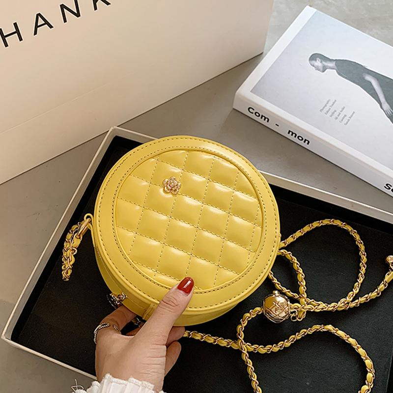 

Evening Bags For 2021 Bag Lattice Women Crossbody Luxury Handbags Designer PU Leather Round Small Shoulder Female Zip Purse, Beige