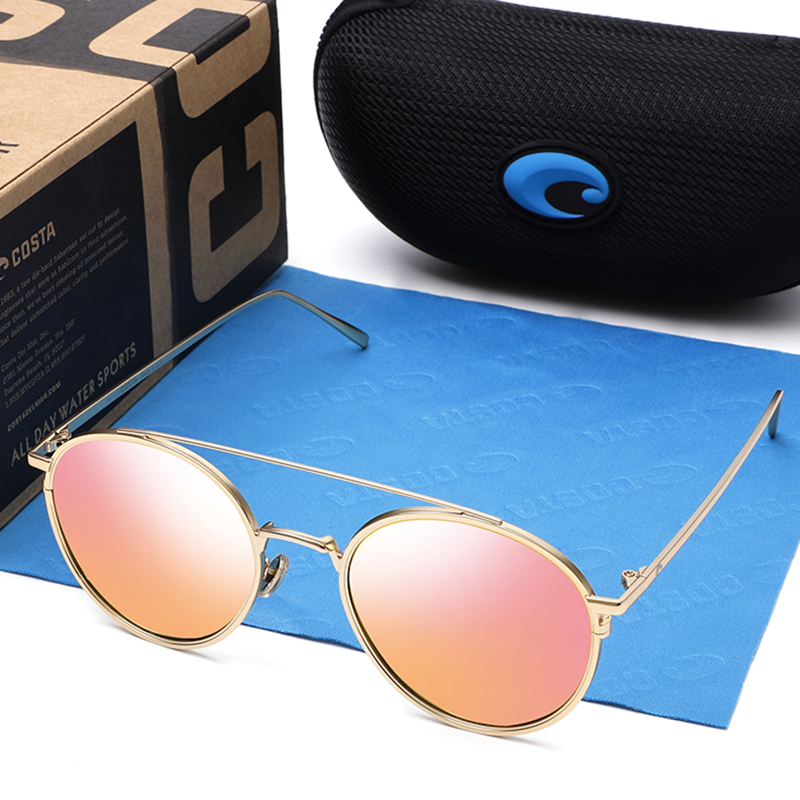 

Vintage Polarized Sunglasses Women Twin-Beams Costa Round Sunglasses Mirror Driving Sun Glasses Female UV400 100% UV Protection, White;black