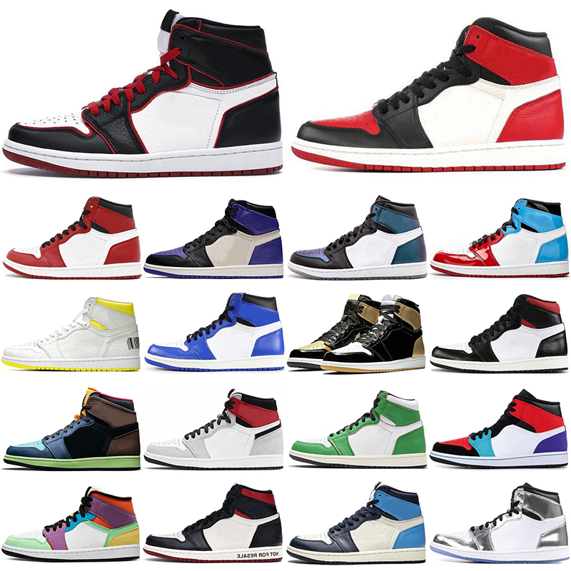 

2021 jumpman basketball shoes 1s 1 Gym Red Game Royal Twist Yellow White Banned Pine Green Light Smoke Grey Men Sports Women Sneakers Trainers 36-46, Bred toe