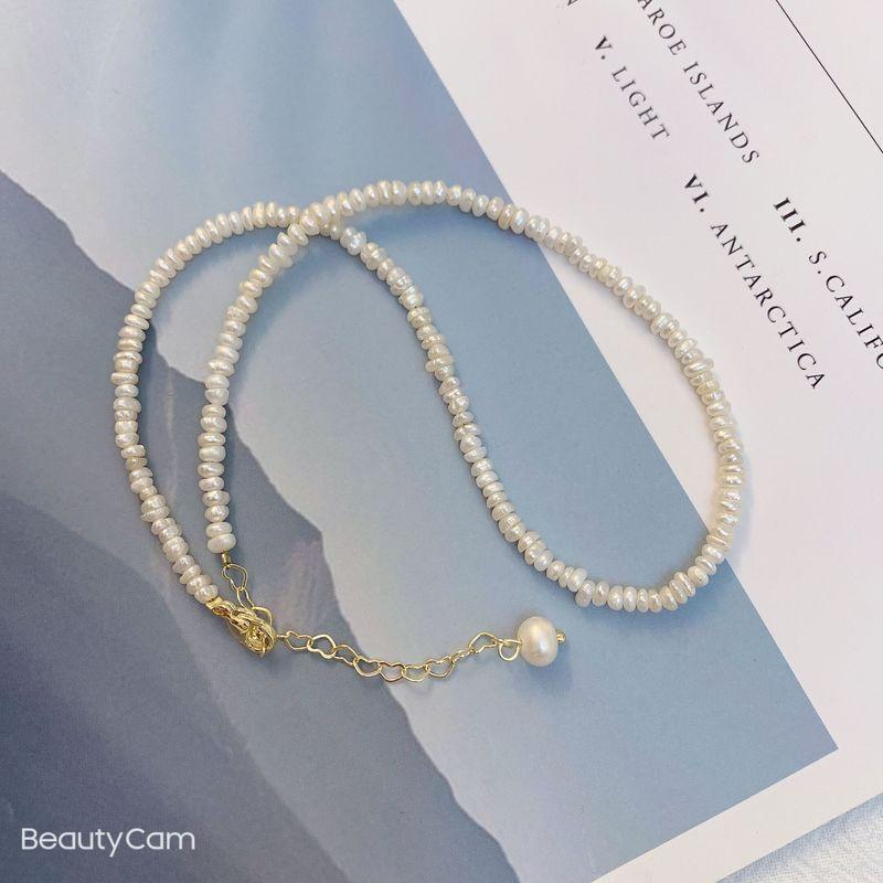 

Pendant Necklaces Minar Dainty Natural Freshwater Pearl Choker Necklace For Women Elegant Irregular Baroque Pearls Beaded Accessories, Silver