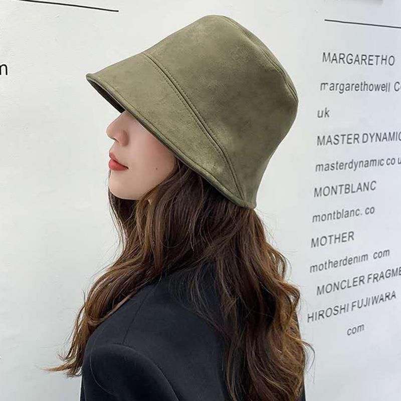 

Wide Brim Hats MAXSITI U Autumn Winter Solid Suede Irregular Bucket Hat For Women Fashion Basin Cap Harajuku Sun Protection Fisherman's, Black