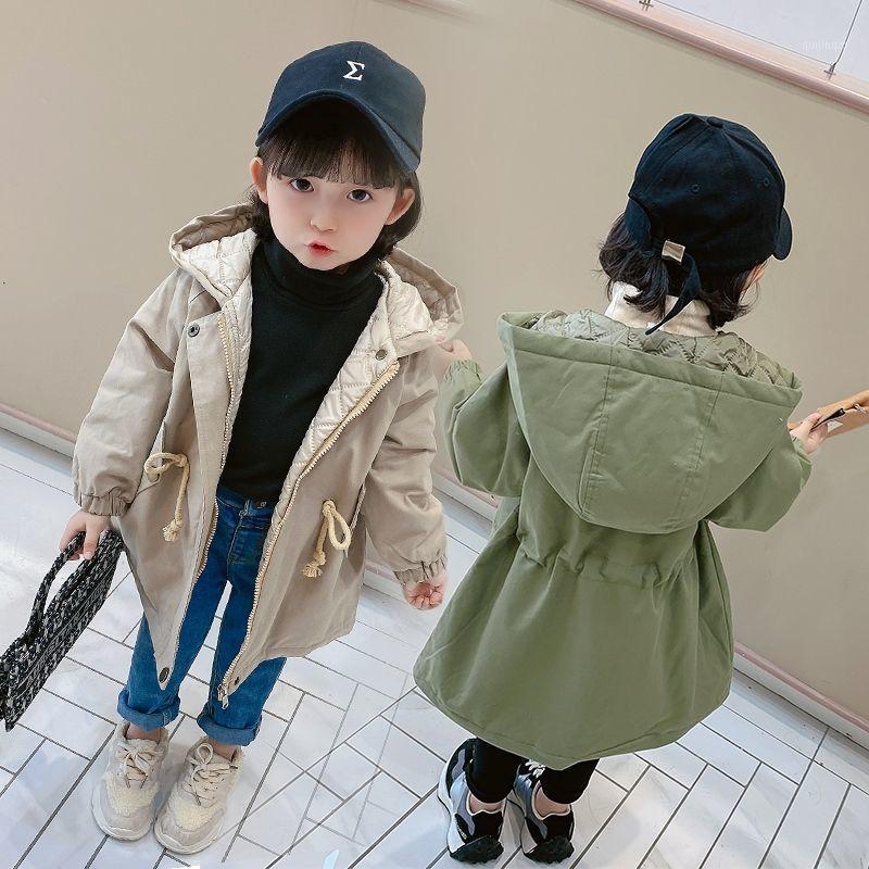 

Coat Winter Girls Jackets Spring And Autumn Clothes Loose Little Mid-length Jacket Children's Thick Windbreaker, Blue;gray
