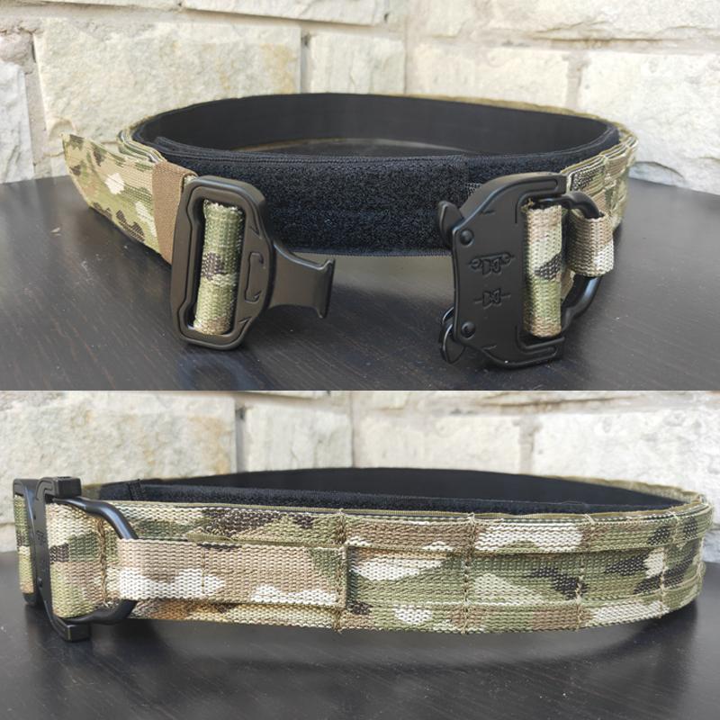 

Tactical Molle Belt Army Battle Multicam Men Training Combat Fighter Outdoor Hunting Adjustable Waist Support, Black;gray