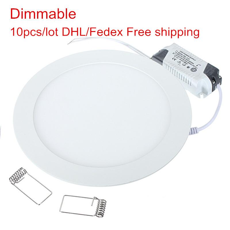 

10pcs/lot Dimmable LED Panel Light 3W 4W 6W 9W 12W 15W 25W Round Ultra Thin Ceiling Lights Cool/Natural/Warm White
