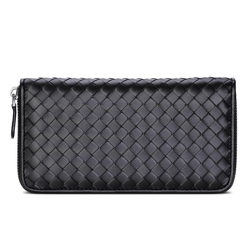 

Wallets Genuine Leather Wallet Sheepskin Woven Clutch Bag, Red;black