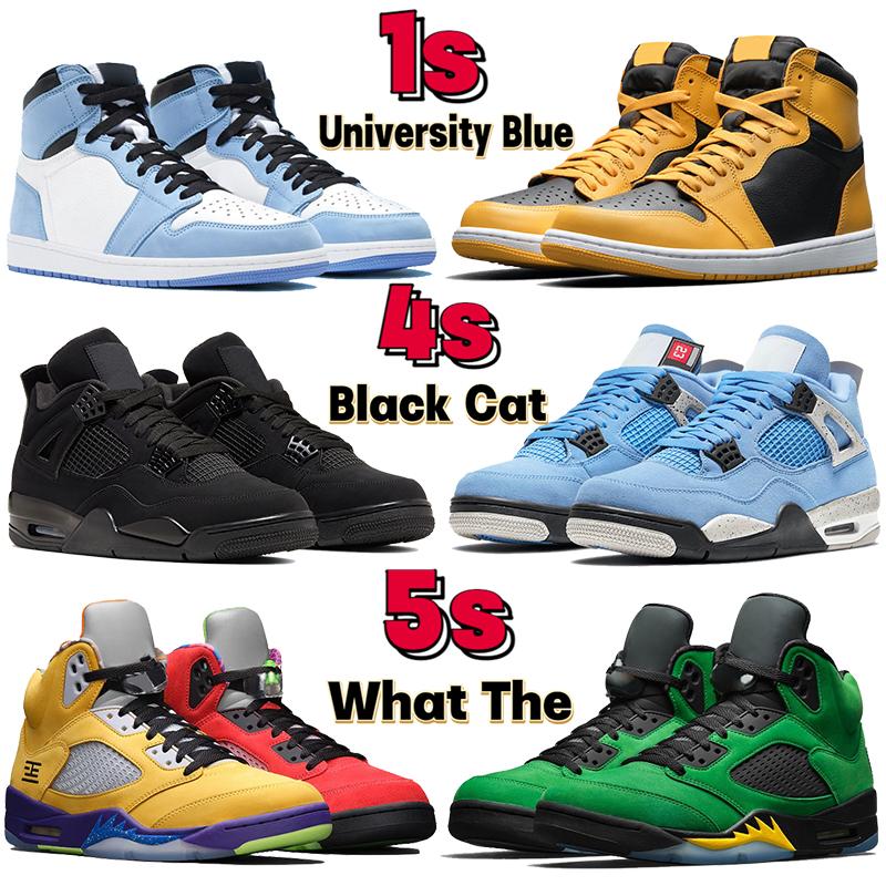 

2021 Newest Basketball Shoes 1 1s University Blue 4 4s white oreo 5 5s what the Dark Mocha UNC patent bred black cat men women sneakers