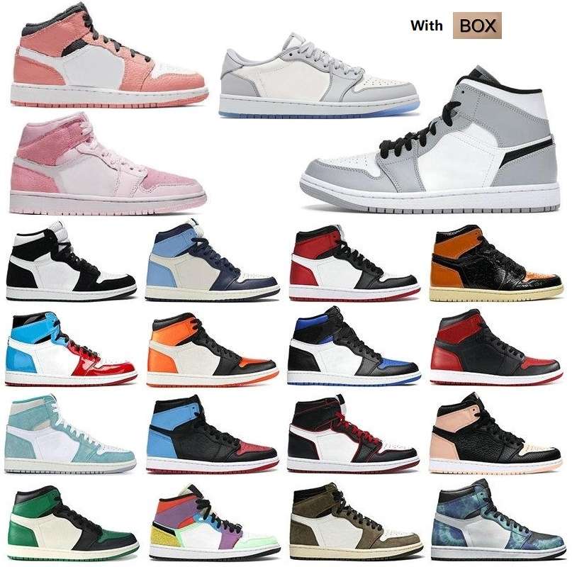 

2021 men women shoe fearless pink chicago Bred obsidian Dark Mocha satin digital retro shoes 1 1s mens Jumpman basketball court 36-46 t1#dh