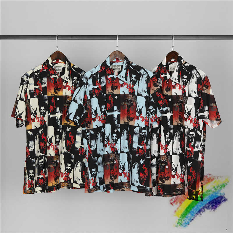 Men&#039;s T-Shirts t shirts Apricot White Blue WACKO MARIA Hawaii Shirt Men Women 1:1 High Quality Fashion Digital Printing Tees Stree U9YH-image-703270606