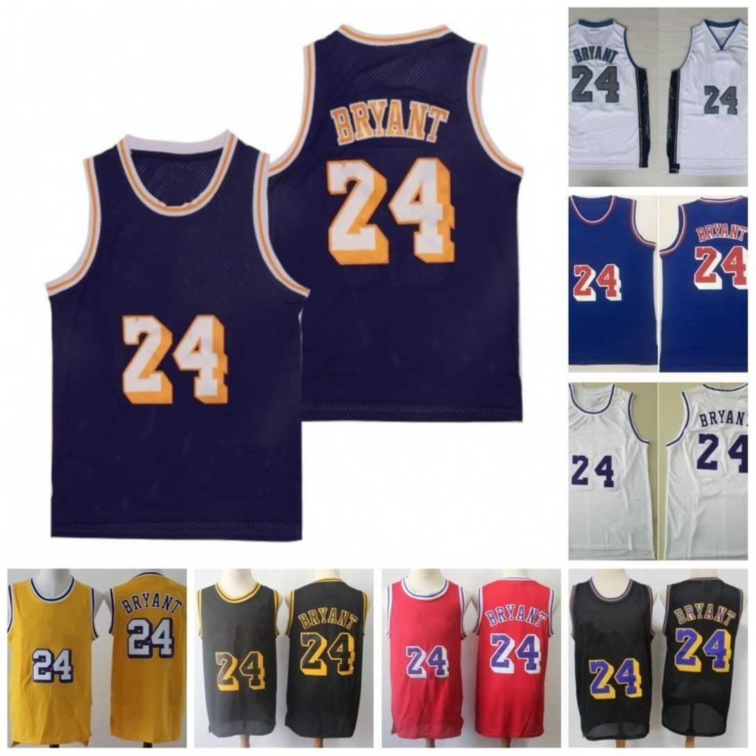 

24 Jersey Vintage Stitched Name Number Basketball Jerseys Mesh Red Black Blue, As