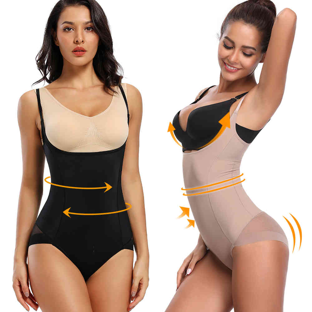 

Waist Trainer Shaper Tummy Control Bodysuit Shapewear Body Shaper Lingerie For Woman Open Bust Chest Pull Up Butt Lifter Bodysuits, Beige
