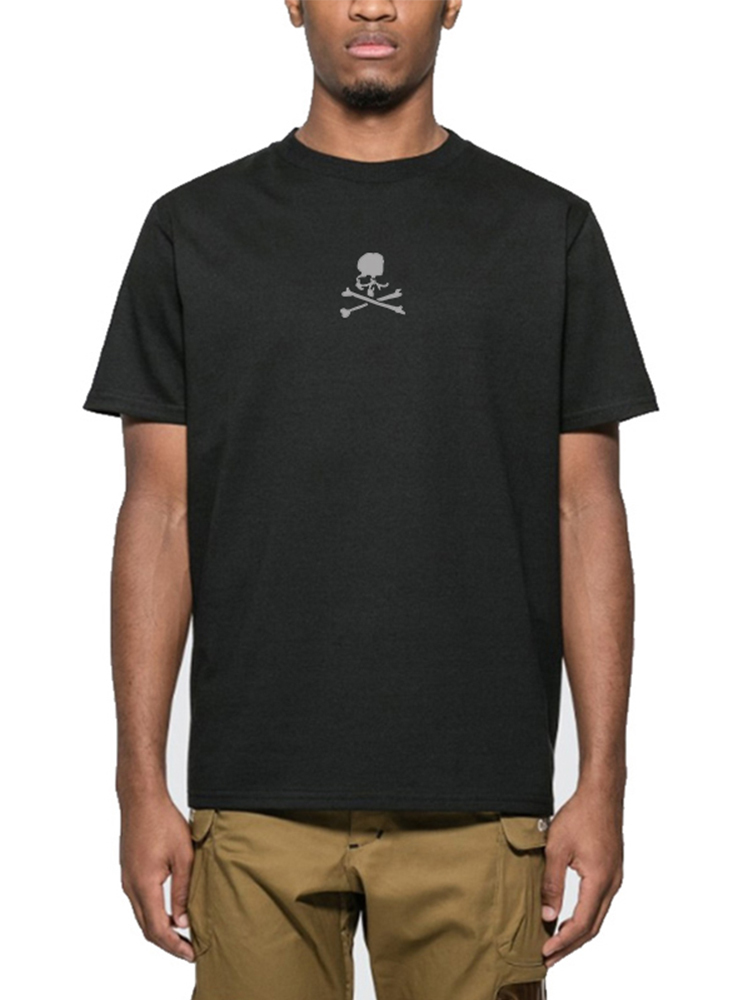 

Mastermind world Japan MMJ skull 3M reflective mesh layered Short Sleeve T, White;black