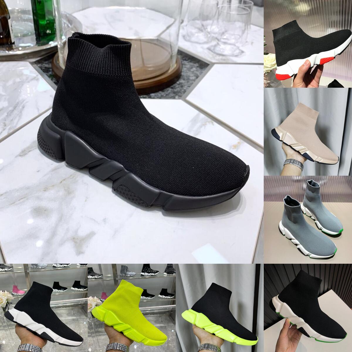 

Paris Speed Trainers Knit Sock Shoes Sandals 2022 Top Quality Original Mens Womens Black White Red Knitting Sneakers With Box