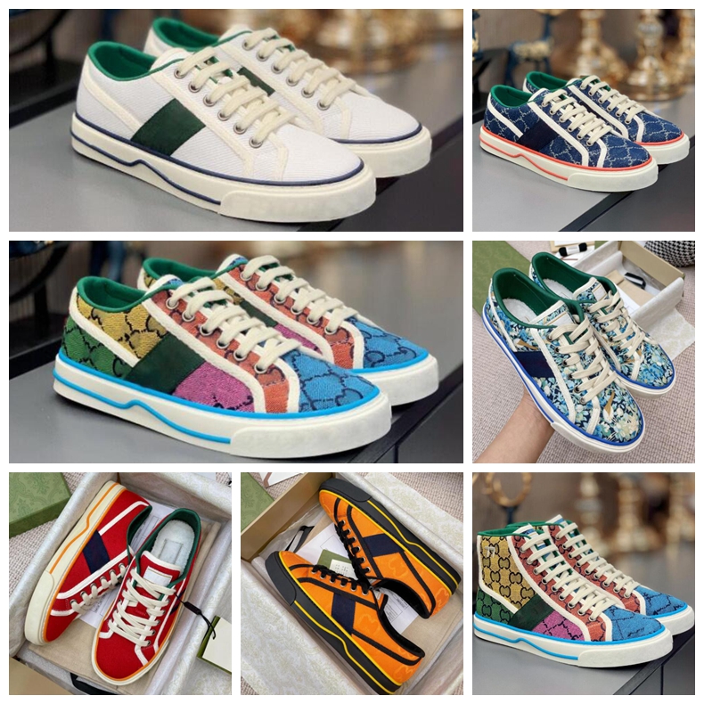 

2021 New Men Designers Tennis 1977 sneaker canvas Shoe washed jacquard denim Women Shoes Ace Rubber sole Embroidered Vintage casual Sneakers with box, Light tan