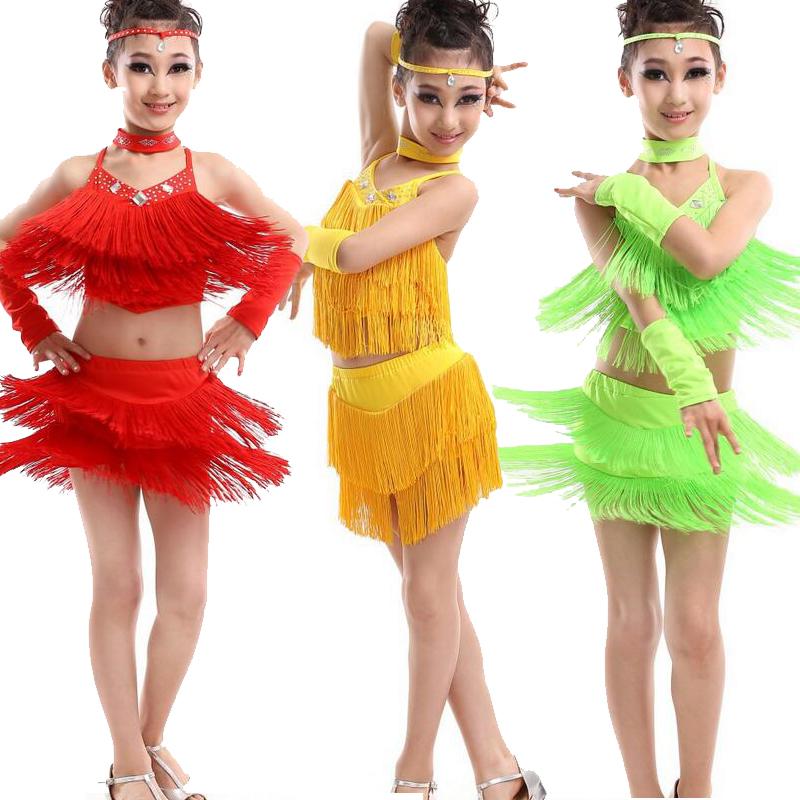 

Stage Wear Modern Girl Latin Dance Dress For Girls Samba Ballroom Dancing Competition Dancewear Kids Kid Costumes, Green