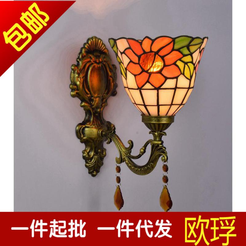 

European Mediterranean Sunflower Tiffany Retro Pendant Light Hallway Cozy Creative Lamp Bar Corridor Wall