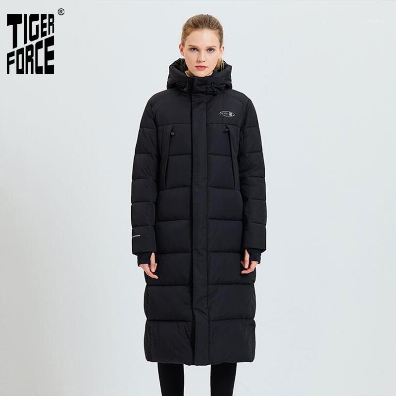 Parkas en duvet pour femmes Tiger Force 2021 veste d'hiver femme long manteau femme mode décontracté chaud à capuche pardessus Jacket1