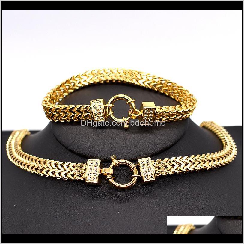 

Settings Jewelry Drop Delivery 2021 Amumiu Arrival Men Chain Necklace Bracelet Sets Special Lock Stainless Steel Snake Women Gold Color Jewel