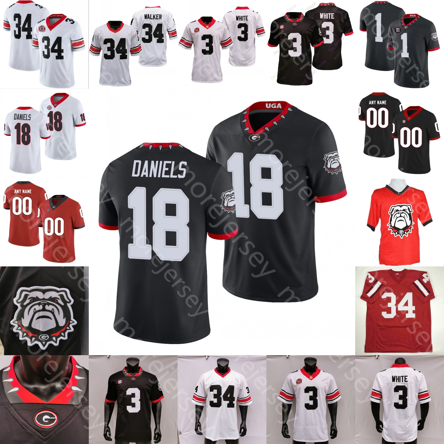 

Custom College Georgia Football Jersey Herschel Walker Zamir White JT Daniels Brock Bowers Jermaine Burton Mitchell Tindall Cine Dean Smith Milton Cook Smart Women, Black 2020