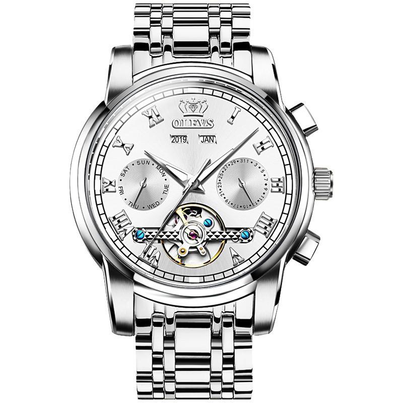 

Business Mechanical Watch Steel Belt Men's Watchs Multi Functional Wristwatches