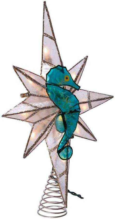 

Kurt Adler Kurt S. Adler 10-Light Capiz Bethleham Star with Seahorse Treetop,,, H1106