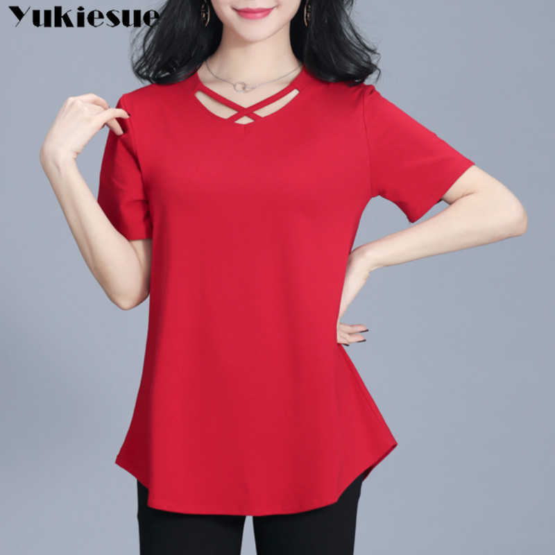 

summer short sleeve women's tshirt top female T- T-s for women t woman tee femme tops plus size 210608, Black