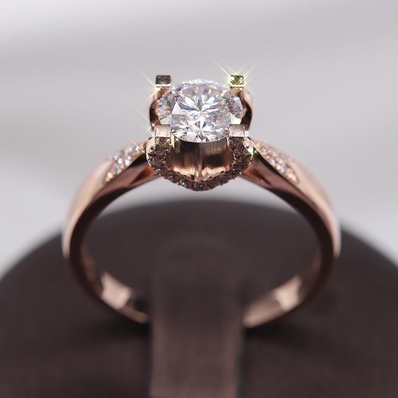 

Cluster Rings 14K Rose Gold Ring 1ct 2ct 3ct Fashion Jewerly Moissanite Diamond DF Color Excellent Cut For Girlfriend, Golden;silver