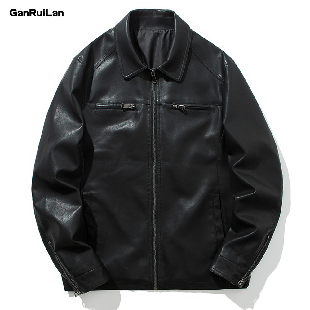 

HipHop PU Jackets Men's Clothing Male Leather Jacket Fashion Casual Pilot Overcoat Homme Solid Cool Jacket JK18907 210518, Black asian size