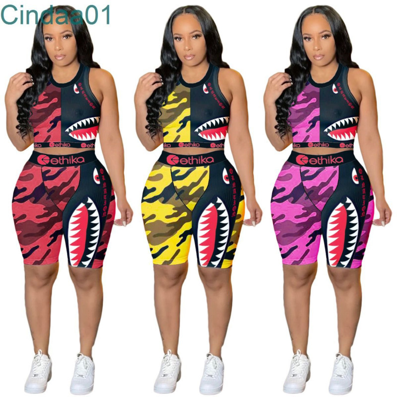 

Women Tracksuits Two Pieces Set Deisgner Ethika International Station Sexy Slim Bikini Suits Print Letter Camouflage Swimsuits Swimwear, Yellow