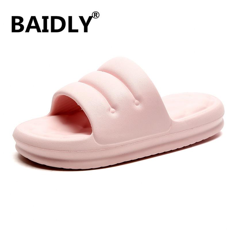

Slippers Mute EVA Sofa Slides Women Thick Sole Soft Indoor Anti-slip Sandals Men Summer Platform Shoes Bath, Black