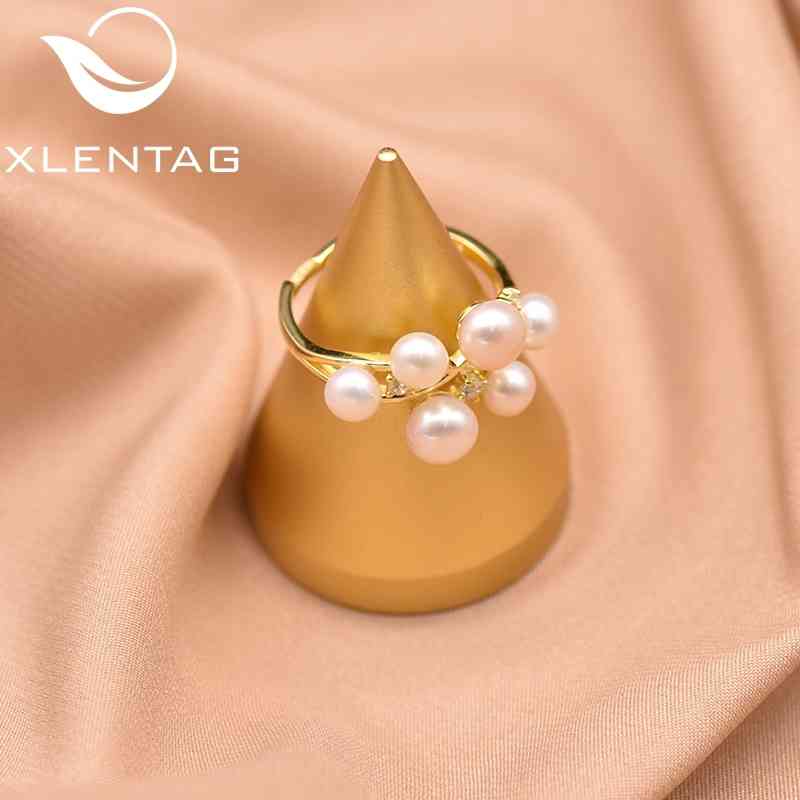 

XlenAg Freshwater White Irregular Shape Handmade Pearl Couple Girl Gift Eternal Love Ring High Jewelry GR0267
