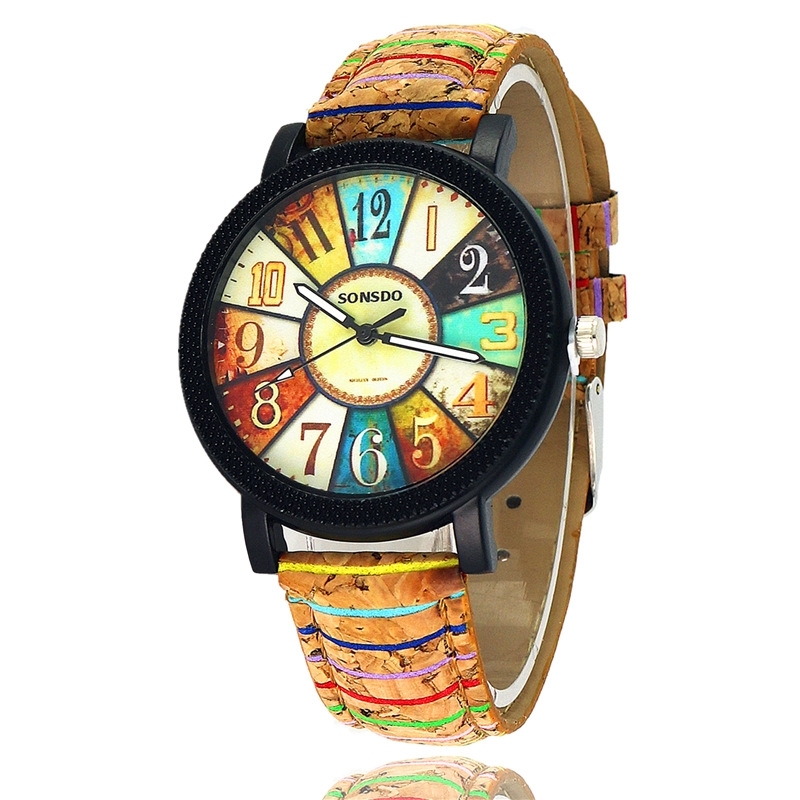 Popular watch with floral wood grain digital starfish pattern men's and women's belt Watch-image-701601078