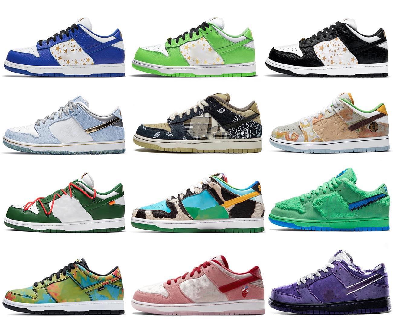 

Authentic Stars Dunk Outdoor Shoes Low SUP Black Hyper Royal Mean Green Barkroot Brown Blue SB Sean Cliver Travis Scott StrangeLove Chunky Dunky Bears Men Women, 25