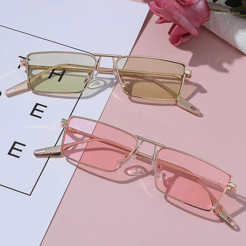 

Sunglasses Unique Elegant Small Square Alloy For Women Fashion Brand Gradient Pink Brown Sun Glasses Female Super Light Shades