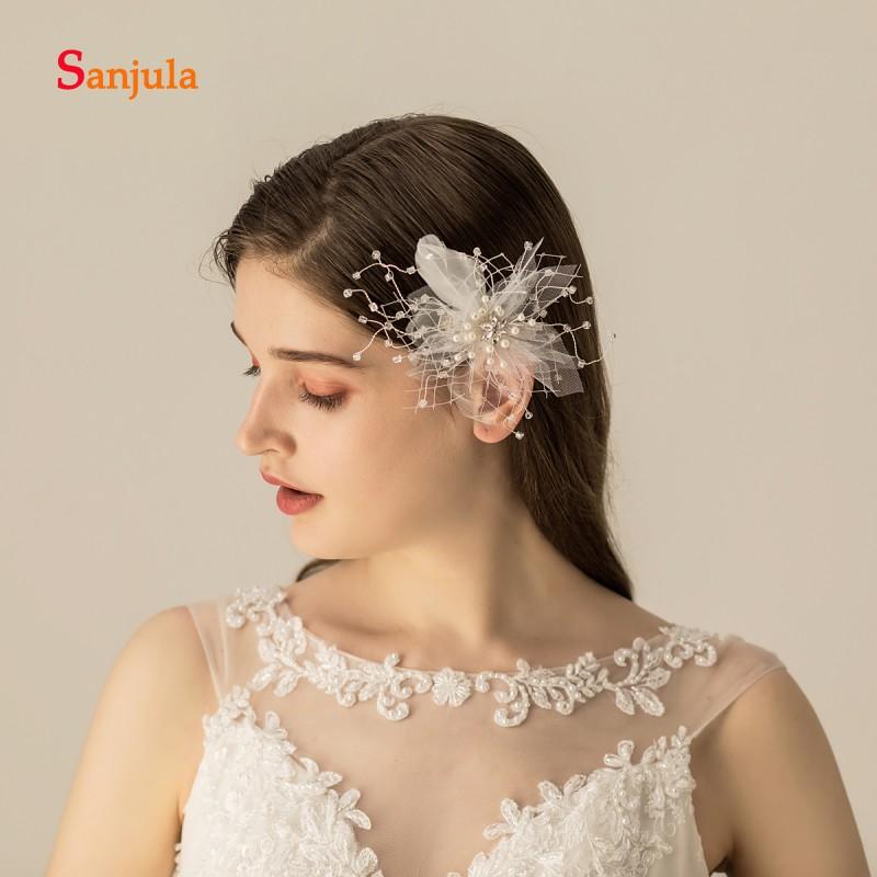 

Hair Clips & Barrettes White Handmade Flowers Jewelry Bridal Side Decorations Beaded Pearls Wedding Headwear Accessories O566, Golden;silver