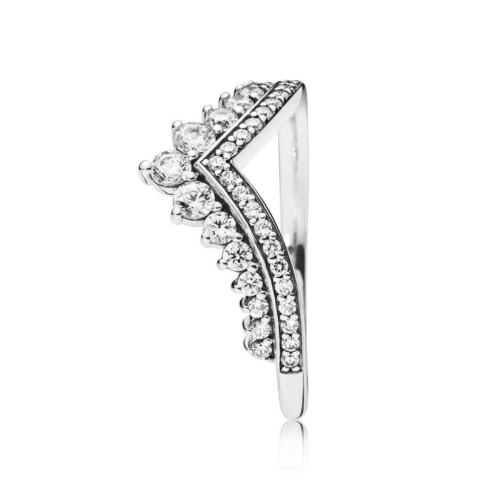 

Factory wholesale925 Sterling Silver Princess Wish Ring With Clear Stones Fit Engagement Wedding Lover Fashion Ring For Women