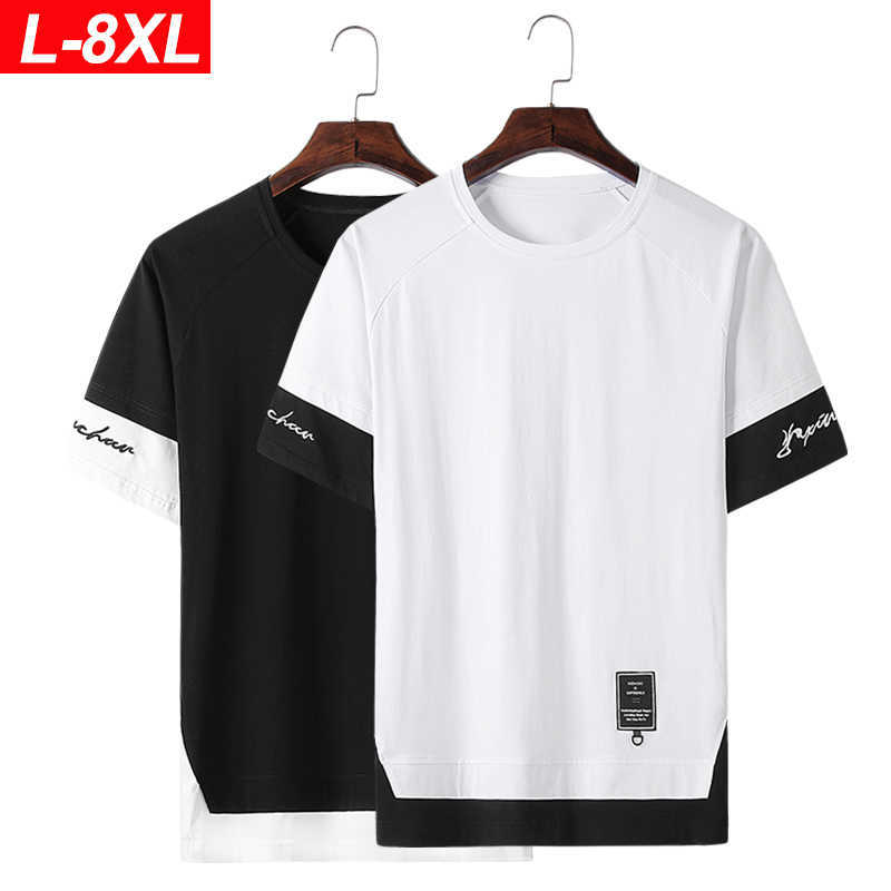 

Oversized Harajuku T Shirt for Summer Clothing Black White Printed Graphic T Shirts Short Sleeve Loose Style -8XL 210601