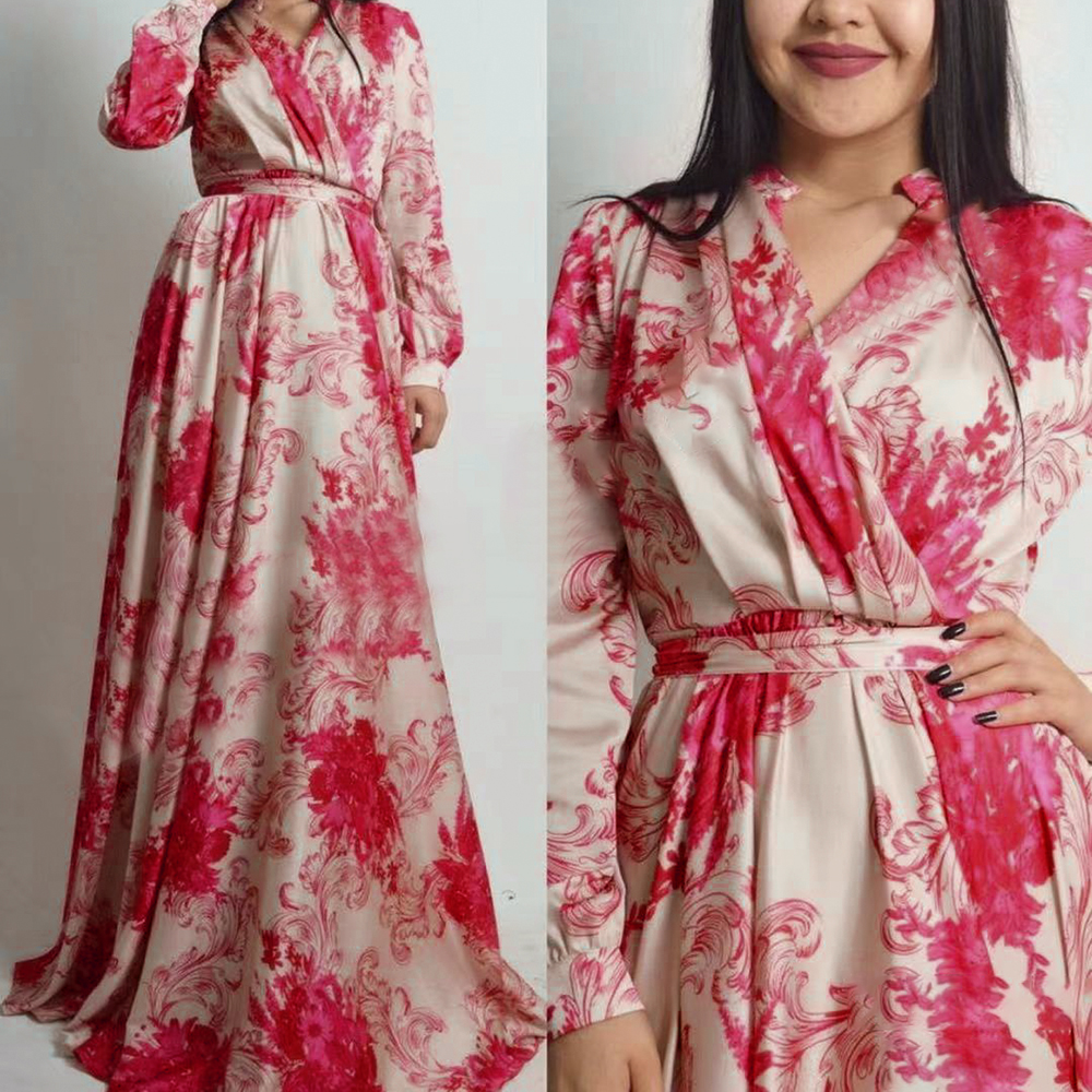 

2021long sleeve dashiki dresses for women african party gowns evening dress 2021 dubai chiffon abaya kaftan ladies clothing robe, Red