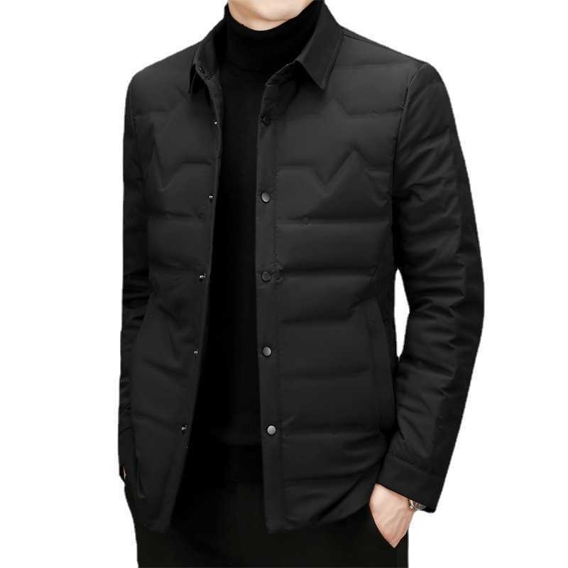 

Mens Winter 100% Nylon Waterproof Quilted Jackets Custom Square Collar Slim Fit Down Jackets Men, Black