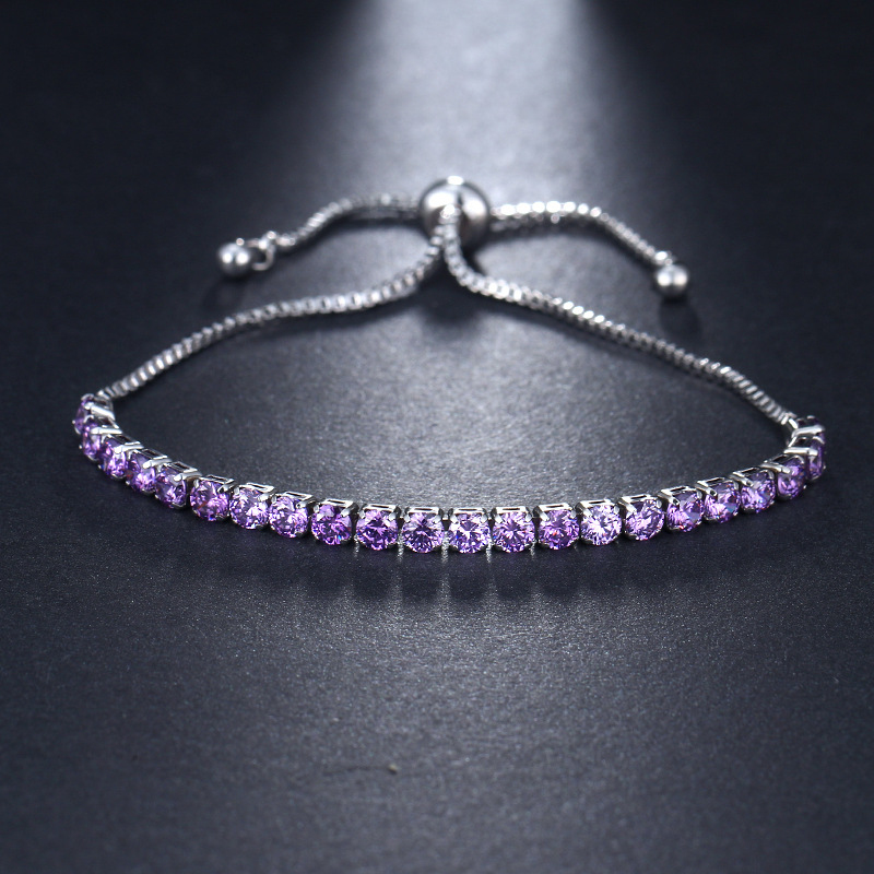 

Classic Round Cubic Zirconia Tennis Chain Bracelet Bangle For Women White Gold Color Crystal Adjustable Bracelets Wedding Jewelry for Gift Wholesale