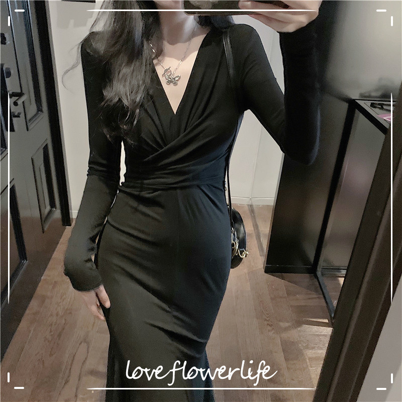 

Solid Sexy Midi Dress Women Office Lady V-neck Design Elegant Dress Casual Evening Party Dress Korean Autumn Chic 210521, Yellow