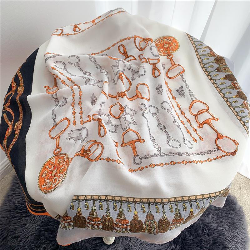 

Scarves 2021 Cotton Scarf For Women Foulard Pashmina Hijab Neck Spring Winter Warm Bandana Fashion Print