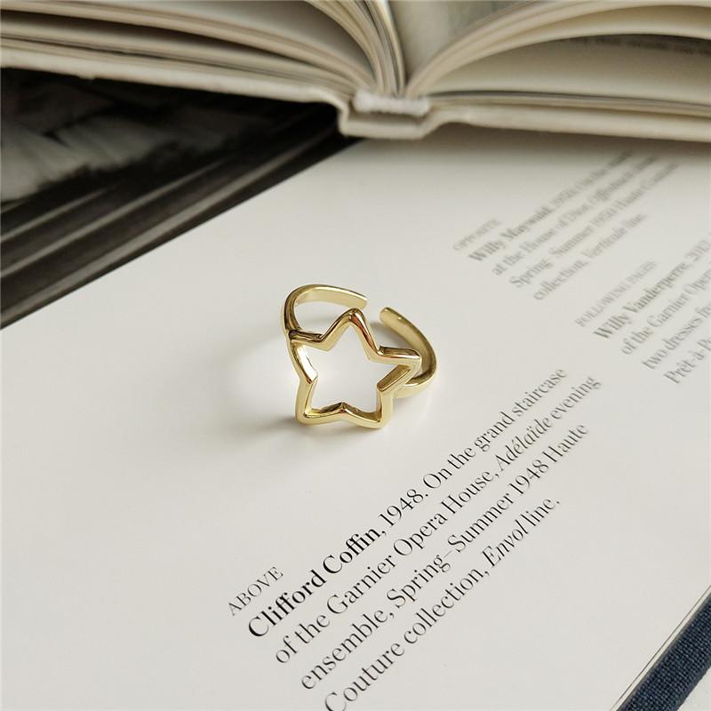 

Cluster Rings RUIYI Real 925 Sterling Silver Women Korean Style Hollow Star Mini Girls Fashion 18K Gold Birthday Jewelry Gift Chic